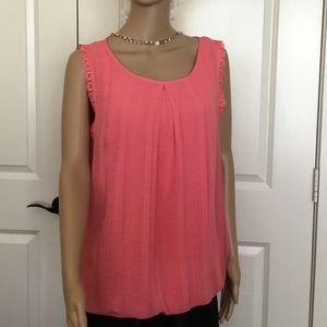 AB Studio Sleeveless Blouse Coral XL Layered Lined